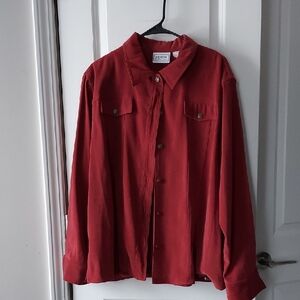 Adeline By Alfred Dunner Red Button-Up Jacket 18